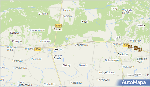 mapa Zaborówek gmina Leszno, Zaborówek gmina Leszno na mapie Targeo