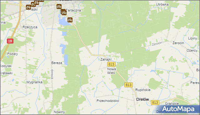 mapa Zahajki gmina Drelów, Zahajki gmina Drelów na mapie Targeo