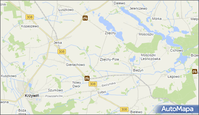 mapa Zbęchy-Pole, Zbęchy-Pole na mapie Targeo