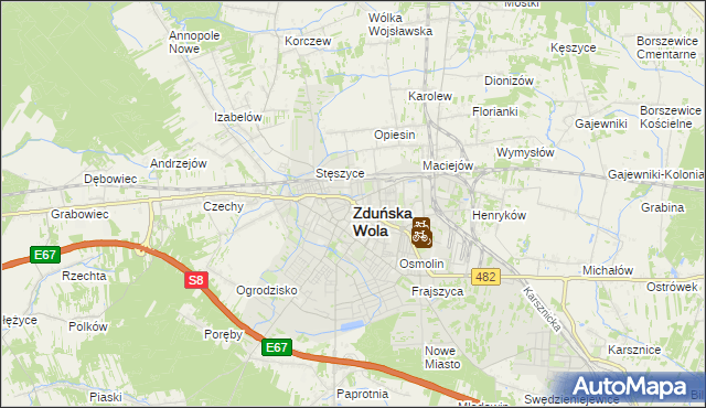 mapa Zduńska Wola, Zduńska Wola na mapie Targeo