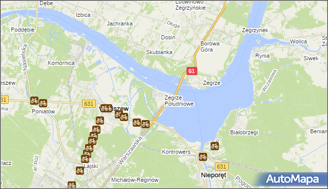 mapa Zegrze Południowe, Zegrze Południowe na mapie Targeo