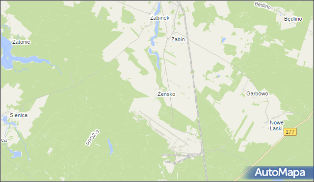 mapa Żeńsko gmina Wierzchowo, Żeńsko gmina Wierzchowo na mapie Targeo