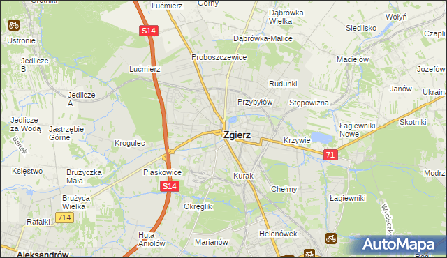 mapa Zgierz, Zgierz na mapie Targeo