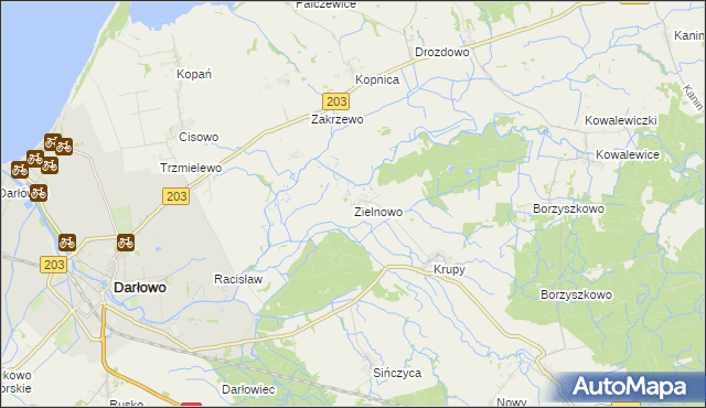 mapa Zielnowo gmina Darłowo, Zielnowo gmina Darłowo na mapie Targeo