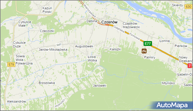 mapa Adamówek gmina Czosnów, Adamówek gmina Czosnów na mapie Targeo