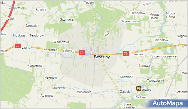 mapa Brzeziny, Brzeziny na mapie Targeo