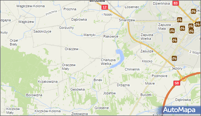 mapa Charłupia Wielka, Charłupia Wielka na mapie Targeo