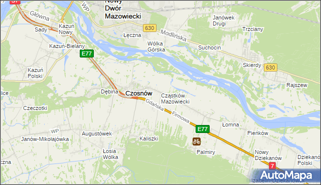 mapa Cząstków Mazowiecki, Cząstków Mazowiecki na mapie Targeo