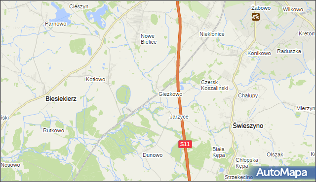 mapa Giezkowo, Giezkowo na mapie Targeo