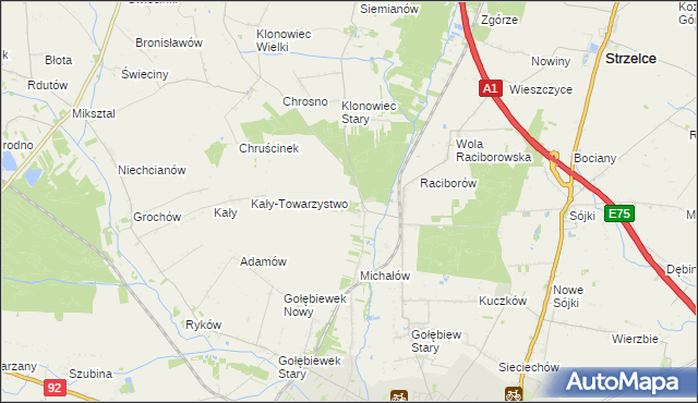 mapa Głogowiec gmina Kutno, Głogowiec gmina Kutno na mapie Targeo