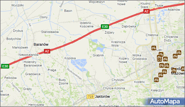 mapa Grabnik gmina Jaktorów, Grabnik gmina Jaktorów na mapie Targeo