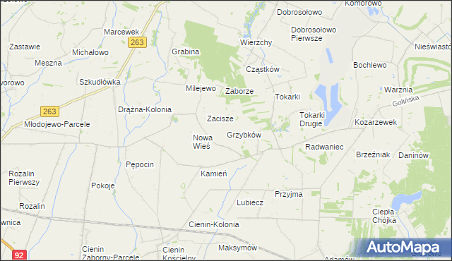 mapa Grzybków, Grzybków na mapie Targeo