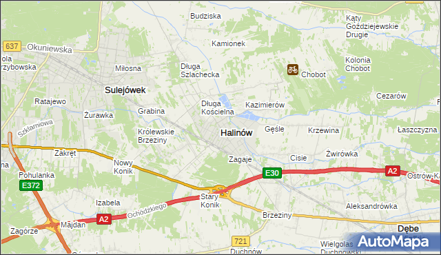 mapa Halinów powiat miński, Halinów powiat miński na mapie Targeo