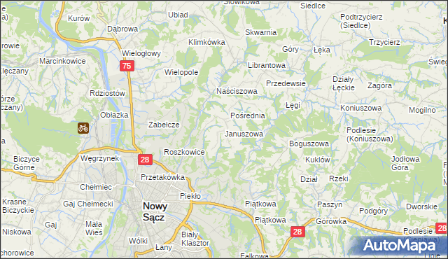 mapa Januszowa, Januszowa na mapie Targeo