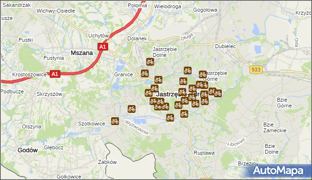 mapa Jastrzębie-Zdrój, Jastrzębie-Zdrój na mapie Targeo