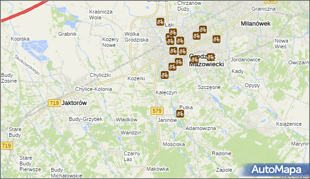 mapa Kałęczyn gmina Grodzisk Mazowiecki, Kałęczyn gmina Grodzisk Mazowiecki na mapie Targeo