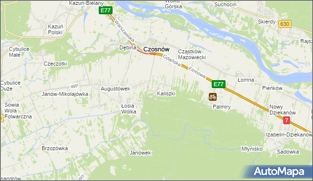 mapa Kaliszki gmina Czosnów, Kaliszki gmina Czosnów na mapie Targeo