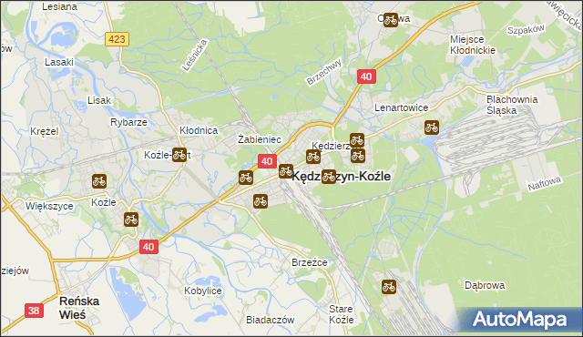 mapa Kędzierzyna-Koźle, Kędzierzyn-Koźle na mapie Targeo