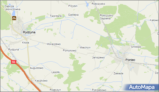 mapa Miechcin, Miechcin na mapie Targeo