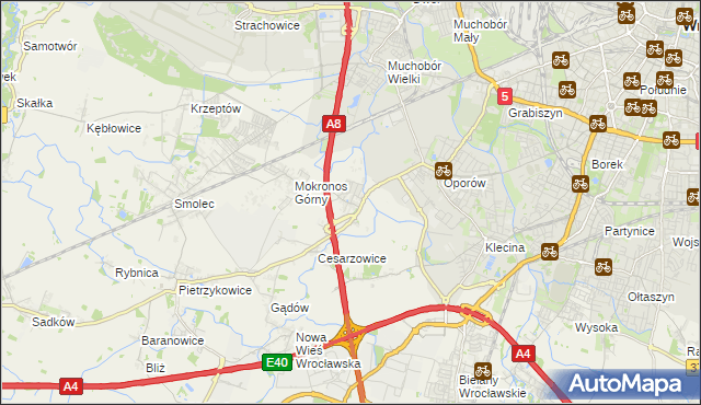 mapa Mokronos Dolny, Mokronos Dolny na mapie Targeo