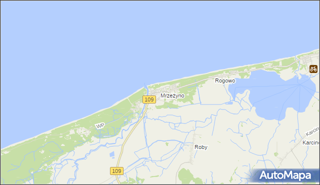 mapa Mrzeżyno, Mrzeżyno na mapie Targeo
