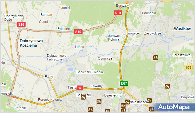 mapa Osowicze, Osowicze na mapie Targeo