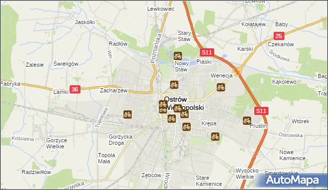 mapa Ostrów Wielkopolski, Ostrów Wielkopolski na mapie Targeo