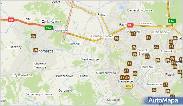 mapa Porosły, Porosły na mapie Targeo