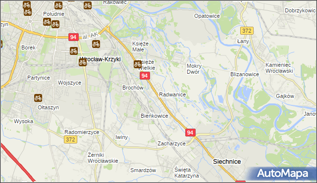 mapa Radwanice gmina Siechnice, Radwanice gmina Siechnice na mapie Targeo