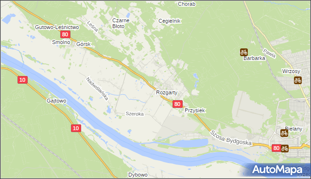 mapa Rozgarty gmina Zławieś Wielka, Rozgarty gmina Zławieś Wielka na mapie Targeo