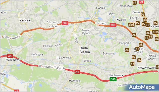 mapa Rudy Śląskiej, Ruda Śląska na mapie Targeo