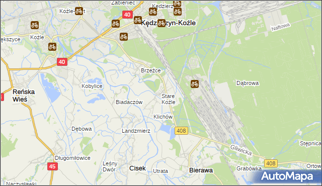 mapa Stare Koźle, Stare Koźle na mapie Targeo