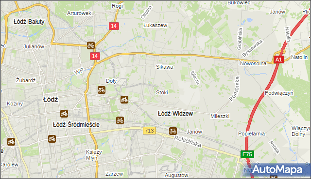 mapa Stoki gmina Łódź, Stoki gmina Łódź na mapie Targeo