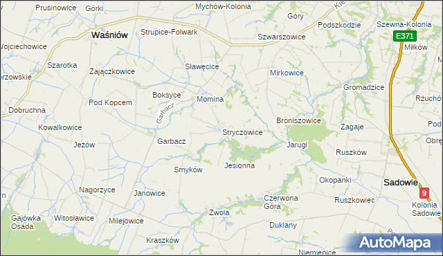 mapa Stryczowice, Stryczowice na mapie Targeo