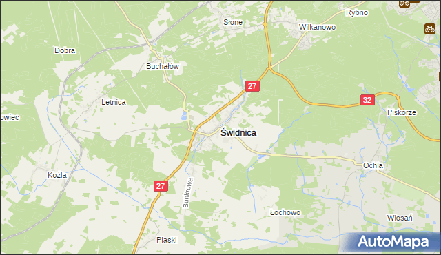 mapa Świdnica powiat zielonogórski, Świdnica powiat zielonogórski na mapie Targeo