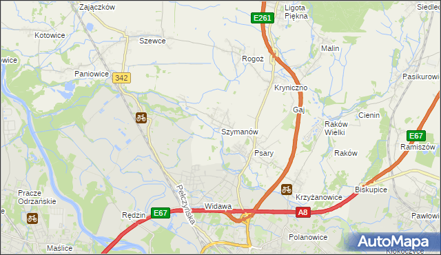 mapa Szymanów gmina Wisznia Mała, Szymanów gmina Wisznia Mała na mapie Targeo