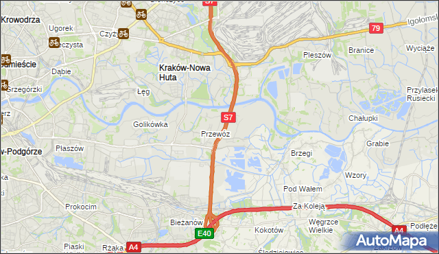 mapa Ulica gmina Kraków, Ulica gmina Kraków na mapie Targeo