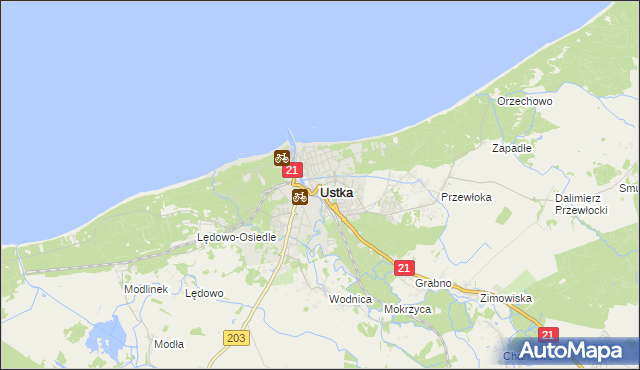 mapa Ustka, Ustka na mapie Targeo