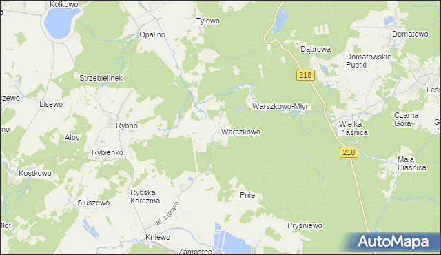 mapa Warszkowo gmina Wejherowo, Warszkowo gmina Wejherowo na mapie Targeo