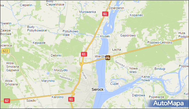 mapa Wierzbica gmina Serock, Wierzbica gmina Serock na mapie Targeo