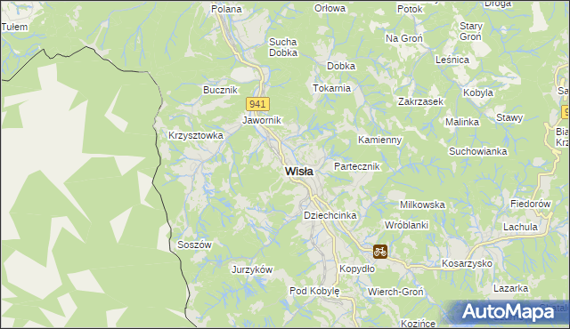 mapa Wisła, Wisła na mapie Targeo