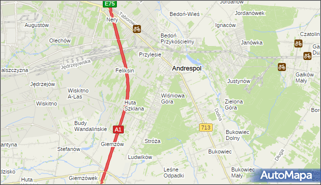 mapa Wiśniowa Góra, Wiśniowa Góra na mapie Targeo