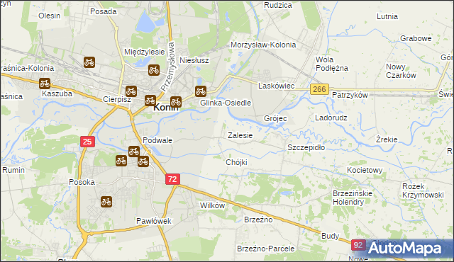 mapa Zalesie gmina Krzymów, Zalesie gmina Krzymów na mapie Targeo