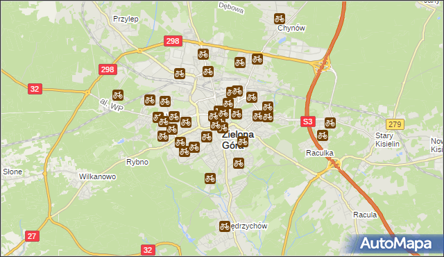 mapa Zielona Góra, Zielona Góra na mapie Targeo