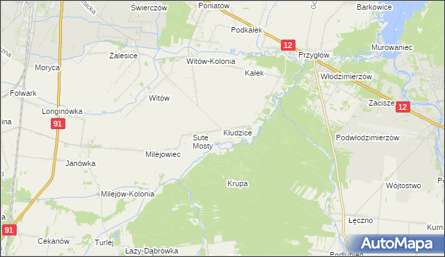 mapa Kłudzice, Kłudzice na mapie Targeo