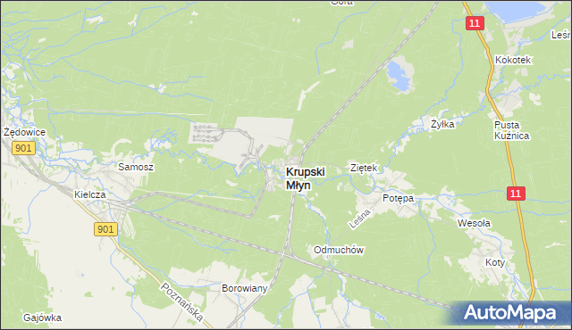 mapa Krupski Młyn, Krupski Młyn na mapie Targeo