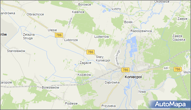 mapa Stary Koniecpol, Stary Koniecpol na mapie Targeo