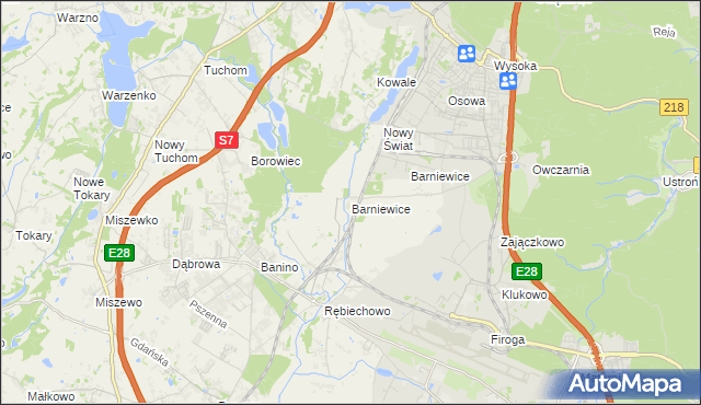 mapa Barniewice, Barniewice na mapie Targeo