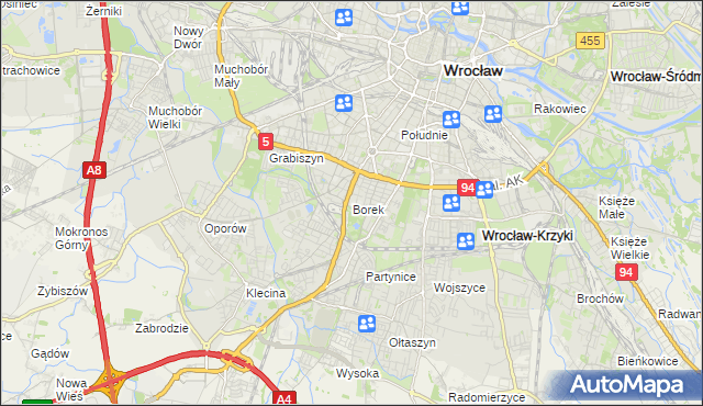 mapa Borek gmina Wrocław, Borek gmina Wrocław na mapie Targeo