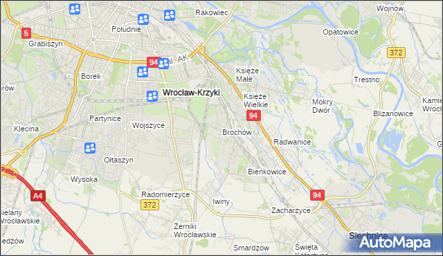 mapa Brochów gmina Wrocław, Brochów gmina Wrocław na mapie Targeo